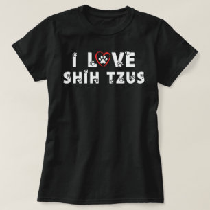 I Love Shih Tzus Paw Print Dog T-Shirt