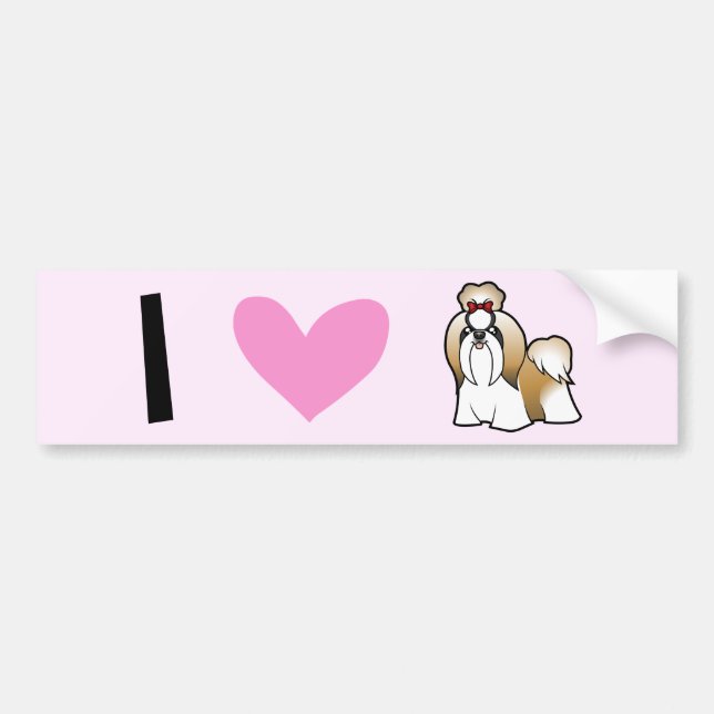 I Love Shih Tzus (show cut) Bumper Sticker (Front)