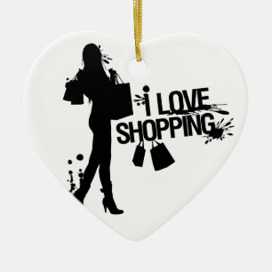 I Love Shopping Ceramic Ornament