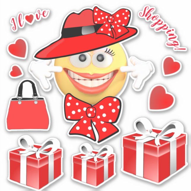 I Love Shopping Smiling Fashion Emoji (Front)