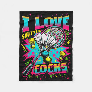 I Love Shuttles S Birdie Badminton Player Colourfu Fleece Blanket