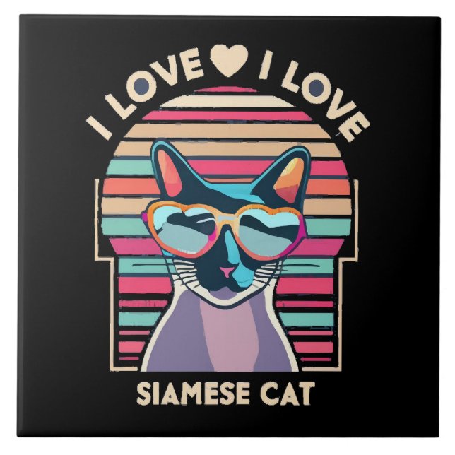 I love Siamese cat Ceramic Tile (Front)