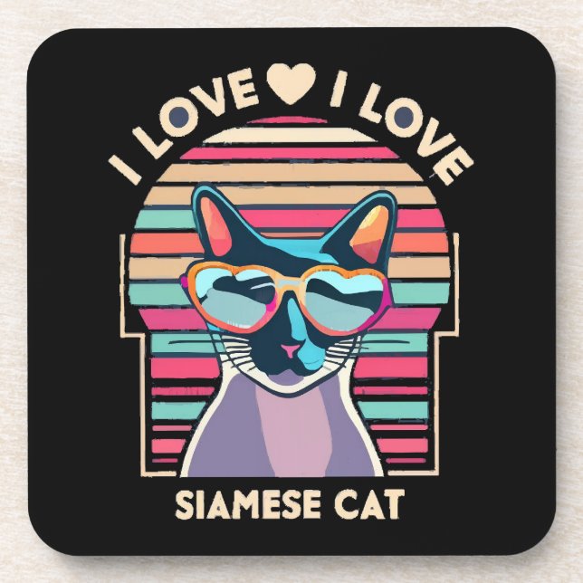 I love Siamese cat Coaster (Front)