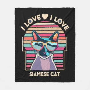I love Siamese cat Fleece Blanket