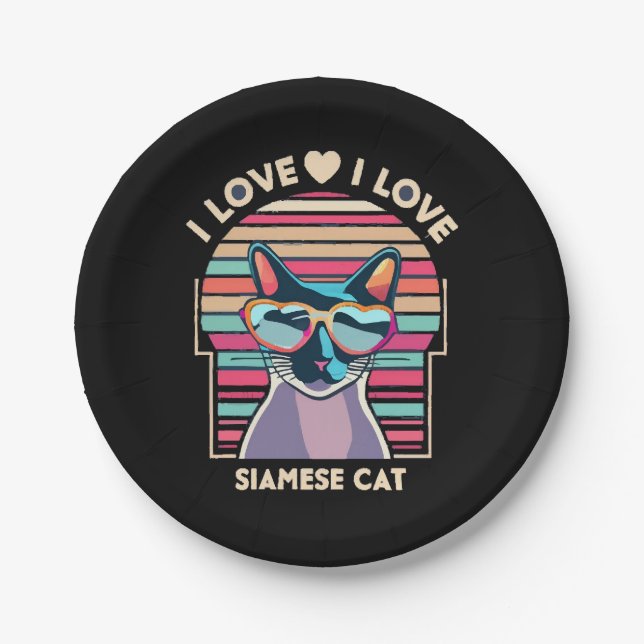 I love Siamese cat Paper Plate (Front)