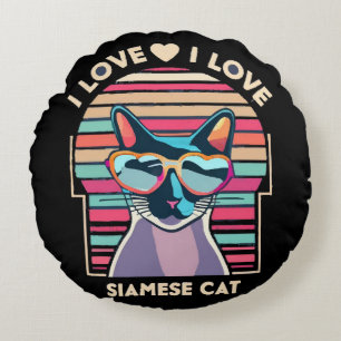 I love Siamese cat Round Cushion