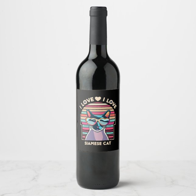 I love Siamese cat Wine Label (Front)