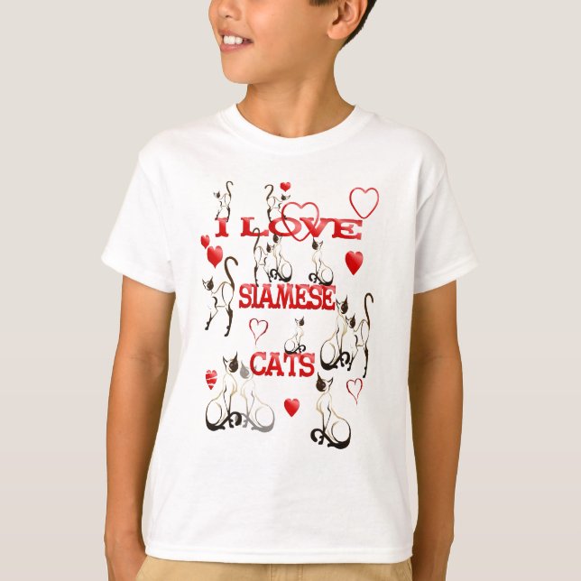 I LOVE SIAMESE CATS  T-Shirt (Front)