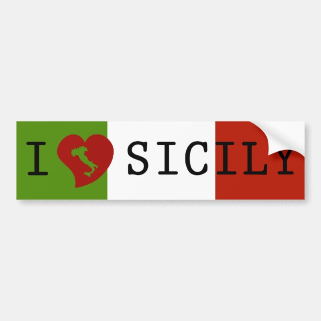 I Love Sicily Flag Bumper Sticker (Front)