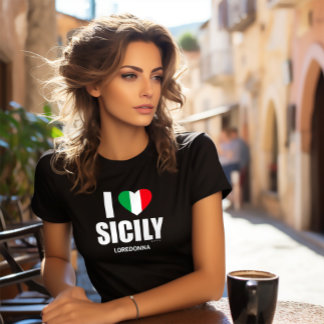I Love Sicily Italian Flag Heart T-Shirt