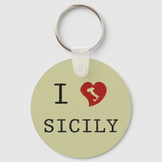 I Love Sicily Key Ring (Front)