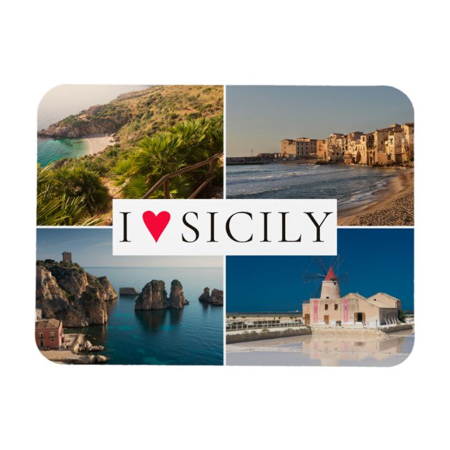 I love Sicily photo collage souvenir Magnet (Horizontal)