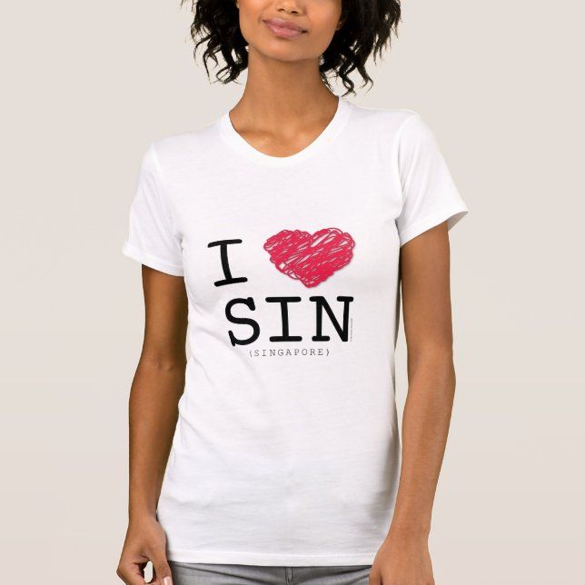 I LOVE SIN (Singapore) light T-Shirt (Front)