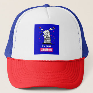I Love Singapore Merlion Design For Tourist Trucker Hat