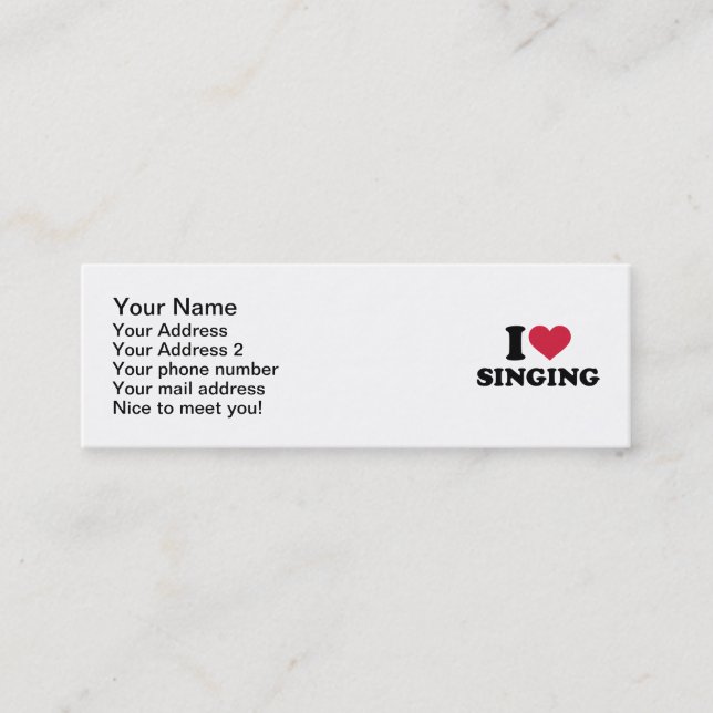 I love singing mini business card (Front)