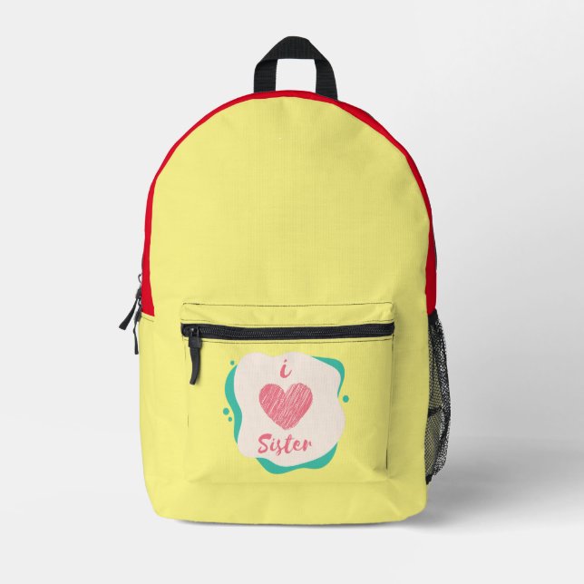 i love sister printed backpack (Front)