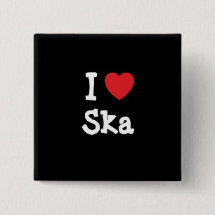 I love Ska heart custom personalised 15 Cm Square Badge