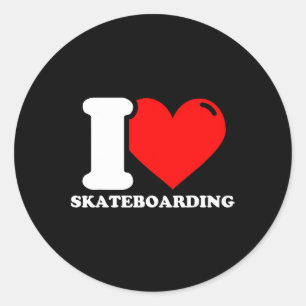 I Love Skateboarding 1 Classic Round Sticker
