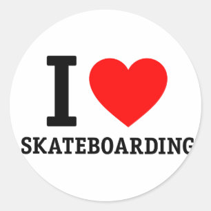 I Love Skateboarding Classic Round Sticker
