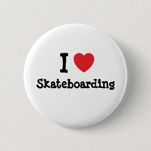 I love Skateboarding heart custom personalised 6 Cm Round Badge