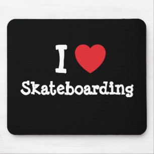 I love Skateboarding heart custom personalised Mouse Pad