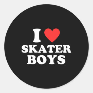 I Love Skater Boys Funny Skateboarding Egirl Eboy  Classic Round Sticker