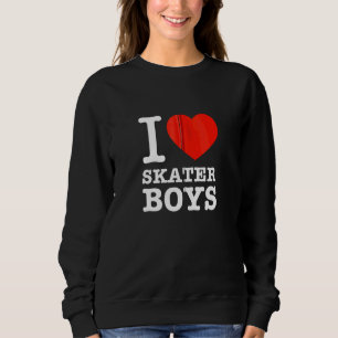 I Love Skater Boys Red Heart Skateboard Girls Wome Sweatshirt