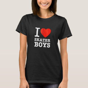 I Love Skater Boys Red Heart Skateboard Girls Wome T-Shirt