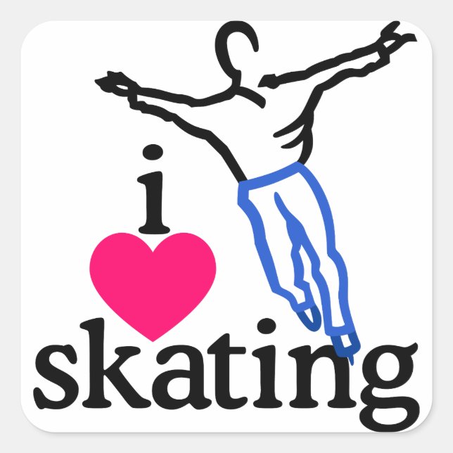 I Love Skating/Skater Square Sticker (Front)