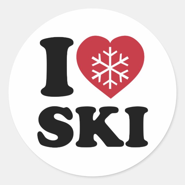 I Love Ski Classic Round Sticker (Front)