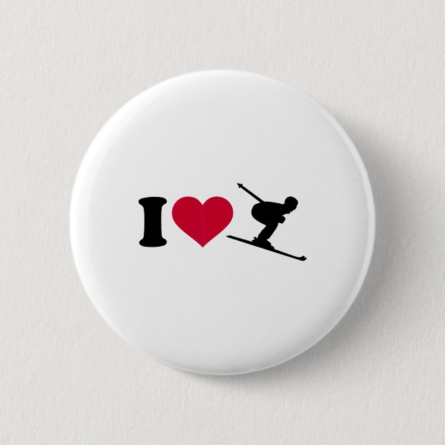 I Love Skiing _2  6 Cm Round Badge (Front)