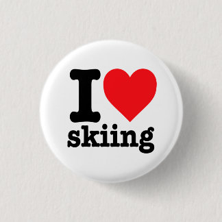 "I love skiing" 3 Cm Round Badge
