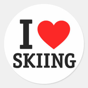 I Love Skiing Classic Round Sticker
