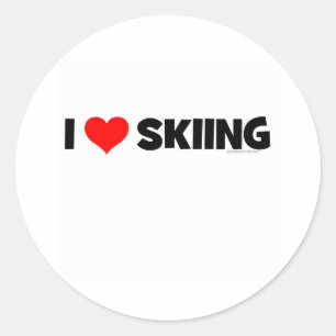 I Love Skiing Classic Round Sticker