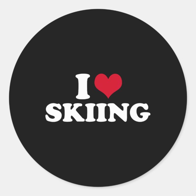 I Love Skiing  Classic Round Sticker (Front)