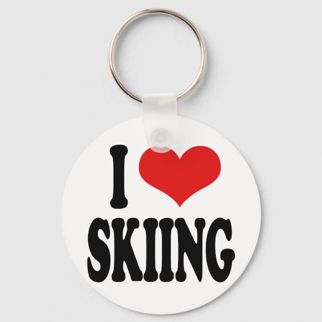 I Love Skiing Key Ring (Front)
