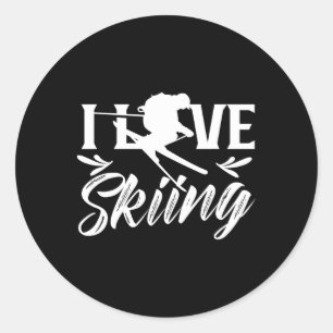 I Love Skiing Ski Skier Winter Sports Skiers Classic Round Sticker