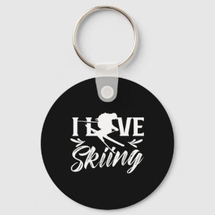 I Love Skiing Ski Skier Winter Sports Skiers Key Ring