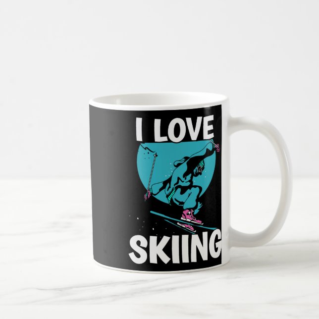 I Love Skiing Skiers Skier Ski Winter Sports  Coffee Mug (Right)