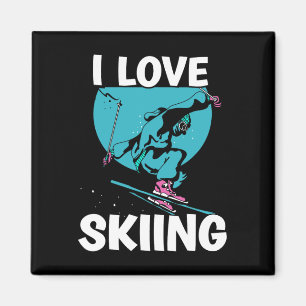 I Love Skiing Skiers Skier Ski Winter Sports Magnet