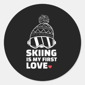 I love skiing Stylish skiing silhouette design Classic Round Sticker