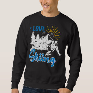 I Love Skiing Vintage Snow Skiing Sweatshirt