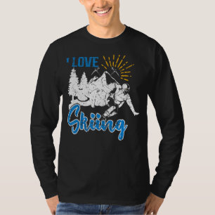 I Love Skiing Vintage Snow Skiing T-Shirt