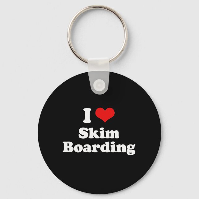I Love Skim Boarding Tshirt Key Ring (Front)