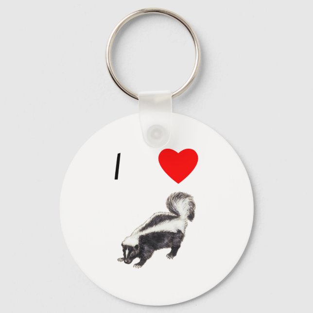 I Love Skunks (2) Key Ring (Front)