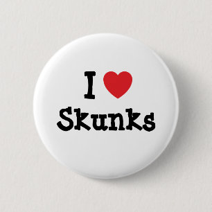 I love Skunks heart custom personalised 6 Cm Round Badge