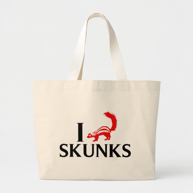 I Love Skunks Large Tote Bag (Front)