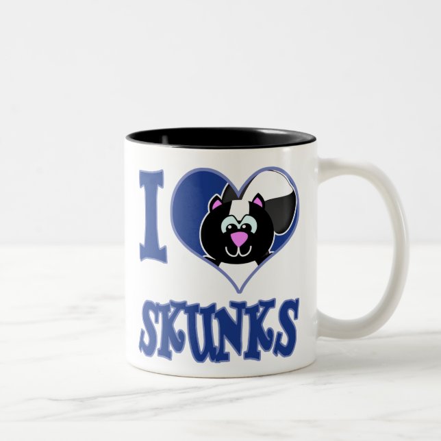 I Love skunks Two-Tone Coffee Mug (Right)