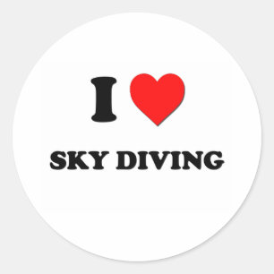 I love Sky Diving Classic Round Sticker