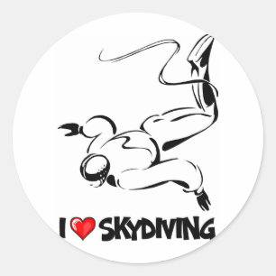 I Love Skydiving Classic Round Sticker